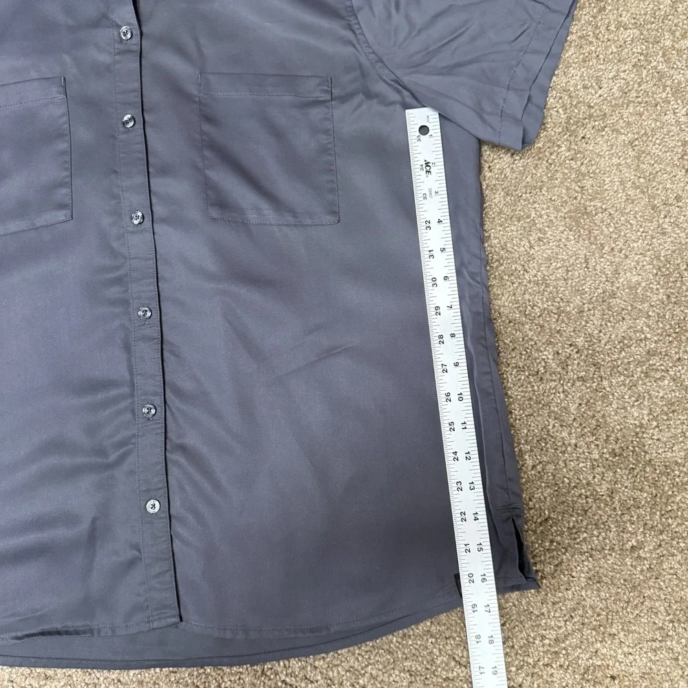 5.11 Tactical Short Sleeve Shirt Celia Mens XL Gray Tail Hem Pleated Button Up
